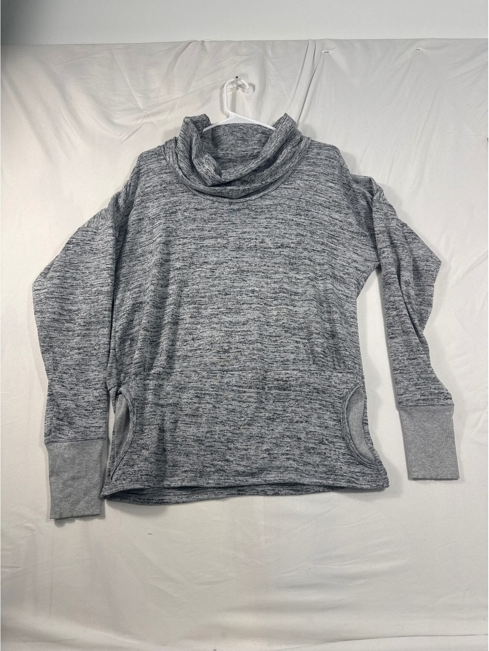 Athleta Gray Cowl Neck Pullover Sweater with Thumb Holes
